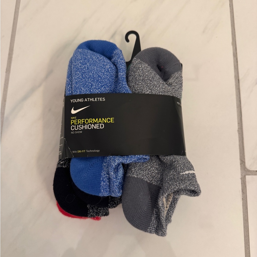 Nike Cushioned No-Show Socks - Blue, Gray, Black